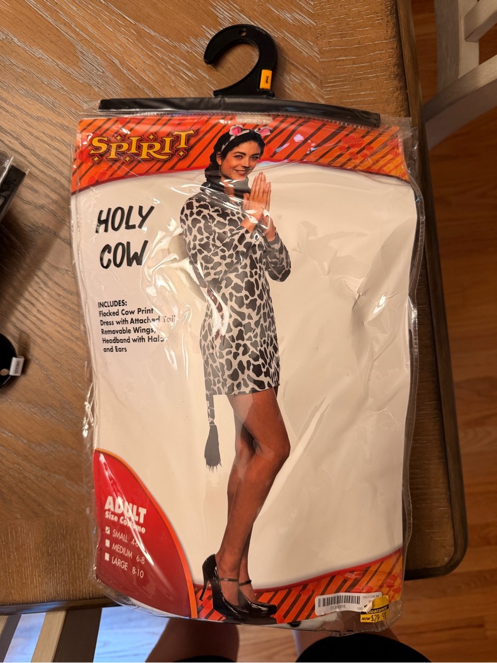 Spirit Holy Cow Flocked Cow Print Dress Costume - White, Black